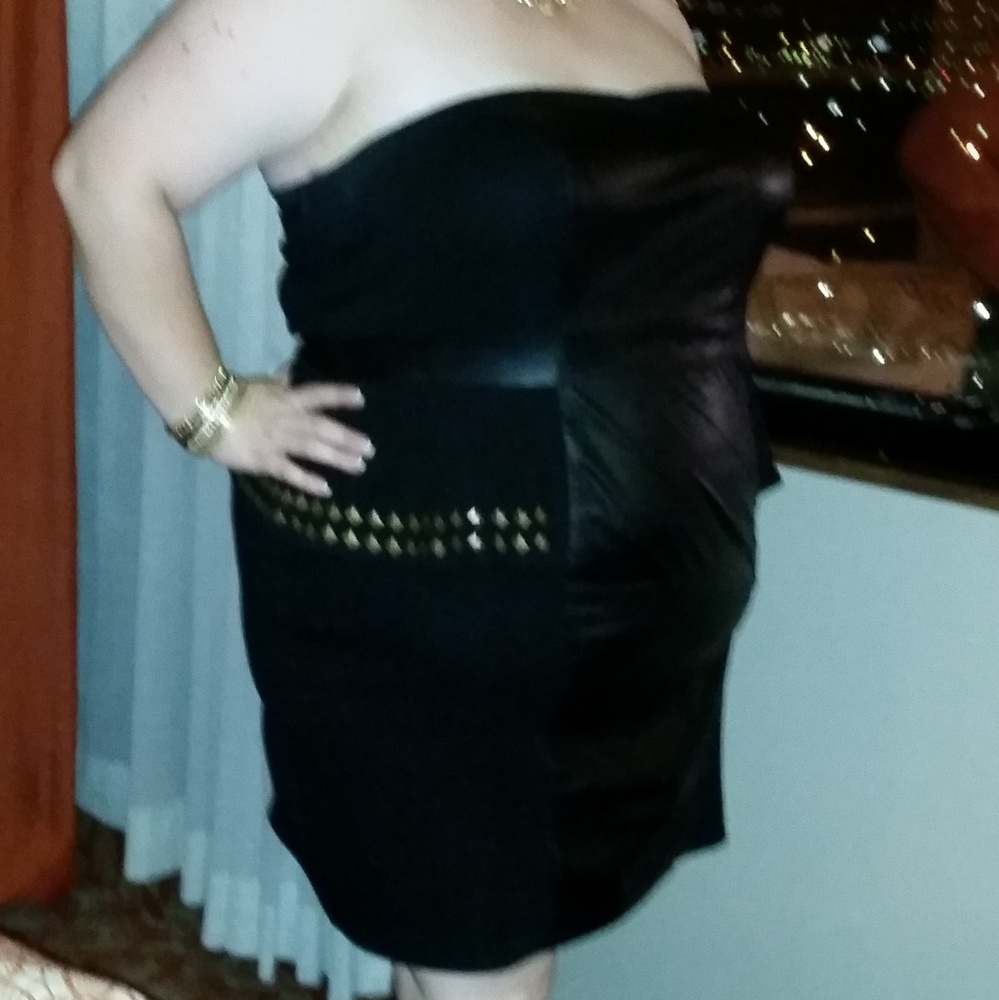 Black leather dress